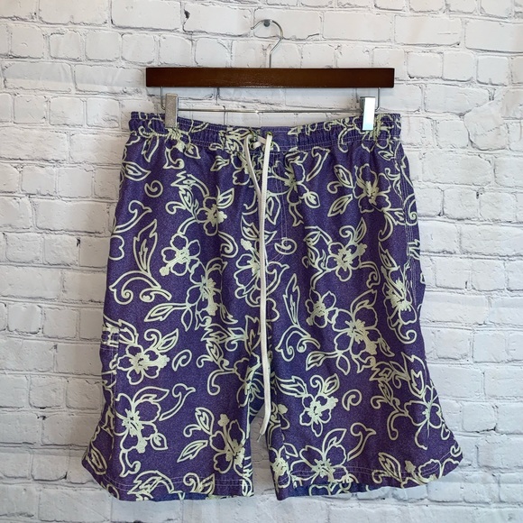 pacific scene Other - Pacific Scene Blue & Green Tropical Swim Trunks